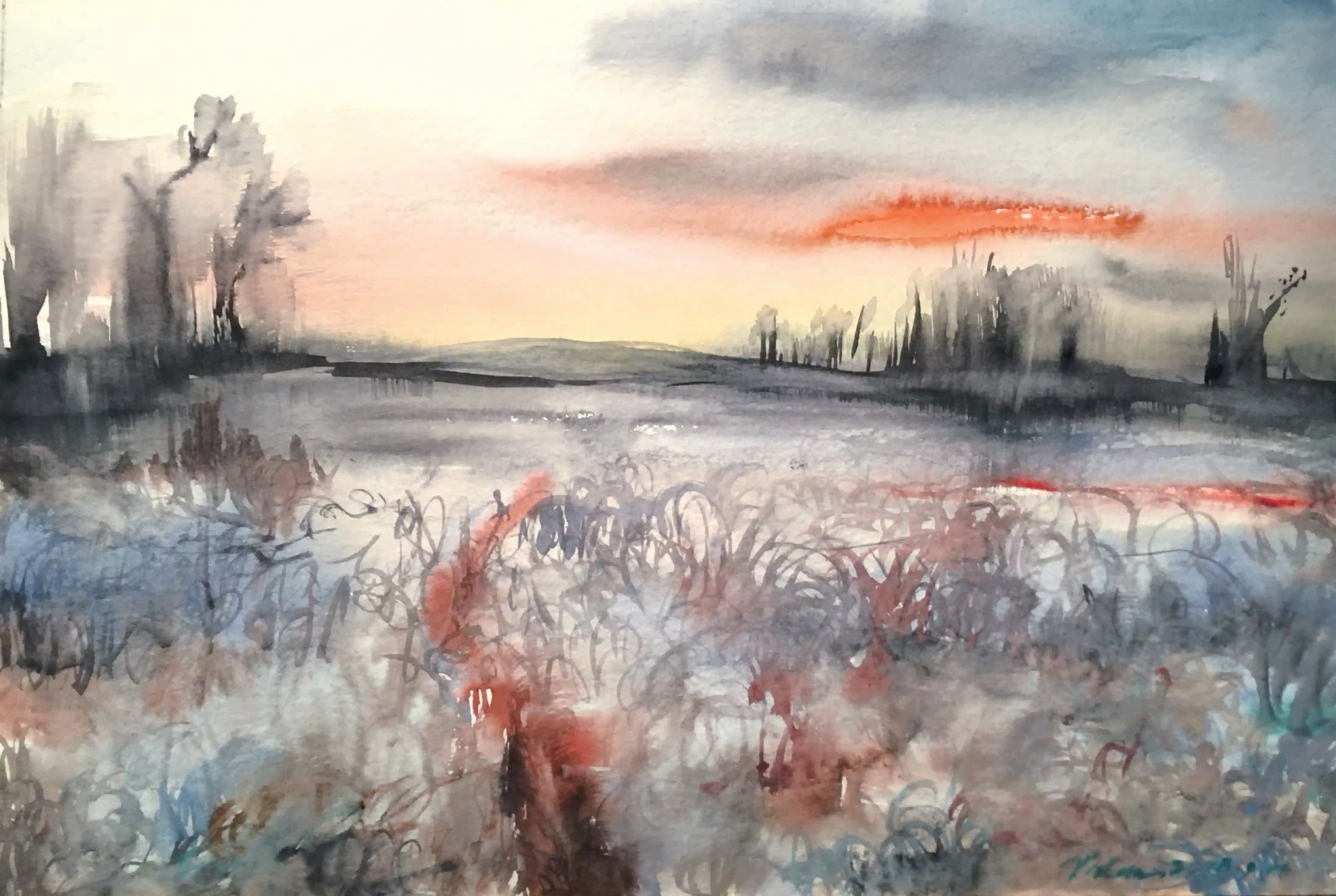 sk an land  湖十一月冰冻的 清晨